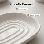 Ceramic Marble Pattern Soap Dish, Textured Raised Soap Saver Tray for Shower Bathroom Kitchen Sink Vanity, Easy to Clean Multi-Use Holder for Bar Soap Jewelry Rings Keys, White (1 Pack)
