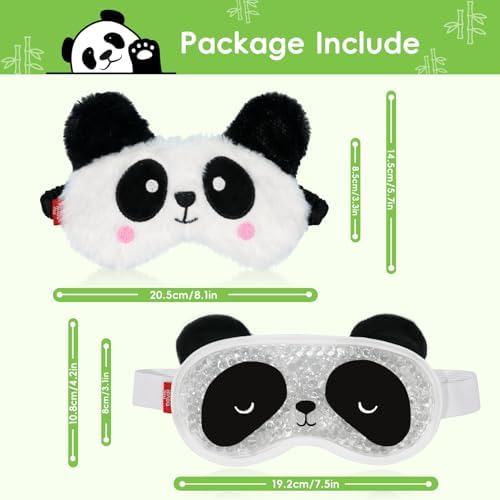 my novel things Cooling Eye Mask and Plush Sleep Mask for Woman 2PCS, Cute Animal Sleeping Mask Soft Blindfold Cold Warm Eye Compress Gifting for Home Spa, Office, Morning Refreshment, Travel