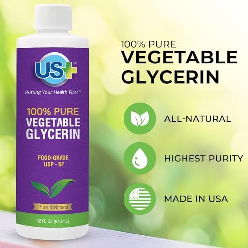 US+ 32oz 100% Pure Vegetable Glycerin - Pharmaceutical & Food Grade (USP) - All-Natural Moisturizer & Cleanser - For Skin, Hair, Soaps and More
