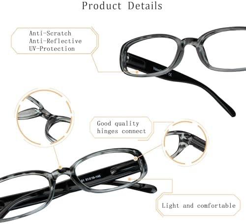 LifeArt 4 Pairs Reading Glasses, Blue Light Blocking Glasses, Computer Glasses for Men and Women (4 Colors, +1.50 Magnification)
