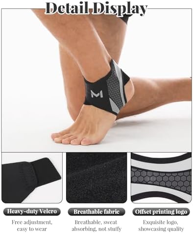 2PCS Ankle Brace Compression Support Stabilizer for Men Women, Ankle Support with Adjustable Wrap for Sports Training and Daily Activity
