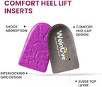 Heel Lift Inserts for Shock Absorption - Welnove 1/2 Inch Heel Cups for Plantar Fasciitis, Height Increase, Support, Non Slip,Pain Relief - Comfort Heel Cushion Pads Insoles (Size S, 1 Pair)