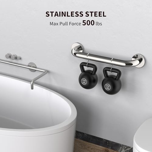 2 Pack 16 Inch Shower Grab Bar - 1.25" Diameter, ZUEXT Chrome Stainless Steel Bathroom Grab Bar Handle, Bathroom Balance Bar,Safety Hand Rail Support,Handicap Injury Elderly Senior Assist Bath Handle