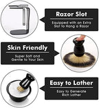 Mens Shaving Brush and Bowl Set, 3 in 1 Shaving Brush Set for Men with Shave Brush Bowl ABS Stand with Razor Slot, Perfect Father's Day Men Gift Set for Wet Shaving Experience - Black