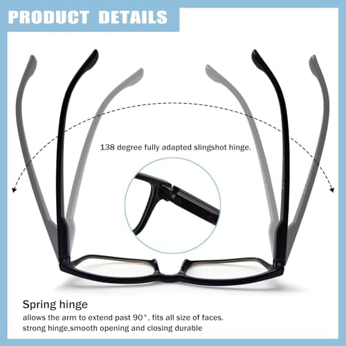 Kerecsen 2 Pack Reading Glasses Blue Light Blocking for Men Women Readers Spring Hinge