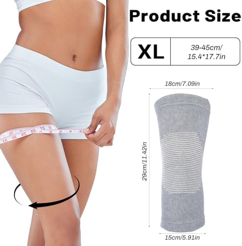 Bamboo Knee Sleeve, Breathable Compress Bamboo Knee Sleeves Elastic Warm Knees Brace Relieve Knees Pain Leg Sleeves for Women Men Running Volleyball Gym Weightlifting(X-Large)