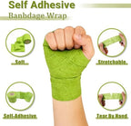 20 Pack Self Adhesive Bandage, Green Athletic Tape, 2" x 5 Yards Elastic Cohesive Bandage Wrap, Breathable Self Adherent Wraps for Thumb, Finger, Sports, Wrist, Ankle and Swelling