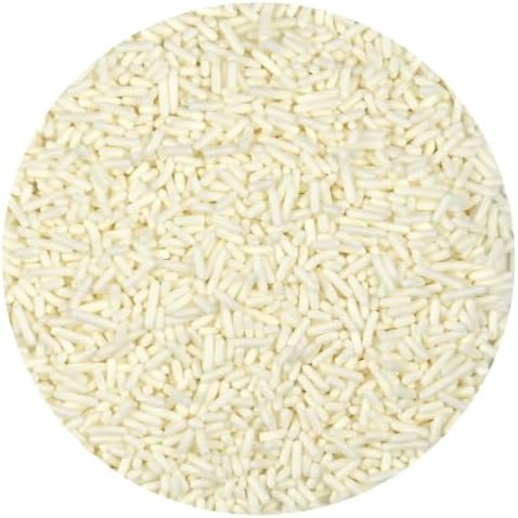 White Sprinkles Jimmies 4 oz, Sprinkles For Cake Decorating, Baking, Ice Cream & More, The Hampton Candy Company