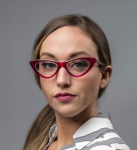 Yogo Vision Reading Glasses Readers for Women Cateye Eyeglasses and Light Spring Hinge Frame