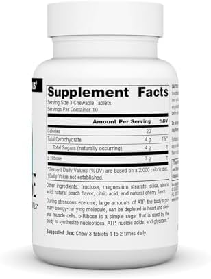 Source Naturals D-Ribose 1000 Mg Fruit Tablet, 30 Count