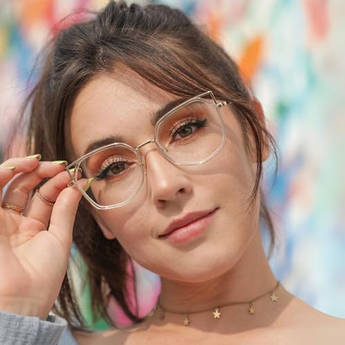 Firmoo Blue Light Blocking Reading Glasses for Women, Stylish Anti Eyestrain Cat Eye Computer Glasses, S985