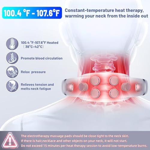 Zenopax Multi-Head Neck Massager with Heat, 10 Modes &16 Intensities, 100 to109°F, Electric Neck Massager for Pain Relief and Deep Relaxation