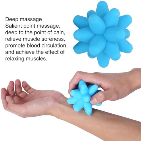 Dioche Spiky Massage Balls, 2 Colors Acupoint Physical Massage Balls, Lacrosse Ball Roller Set Perfect for Foot Massage, Deep Tissue Massage, Trigger Point (Blue)