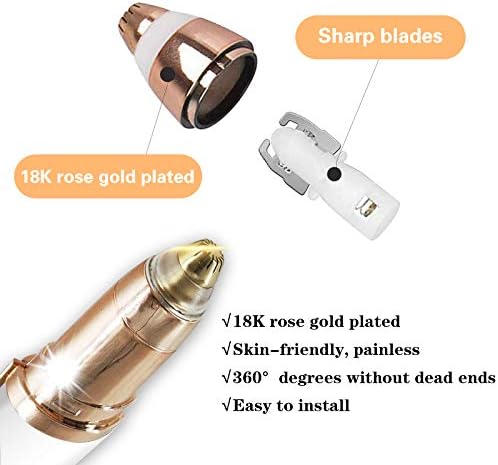 Eyebrow Hair Remover Replacement Heads: Compatible with Finishing Touch Flawless Women Eyebrow Hair Remover Trimmer Blades Painless, with Cleaning Brush, As Seen On TV 18K Gold-Plated Gold 6 Count