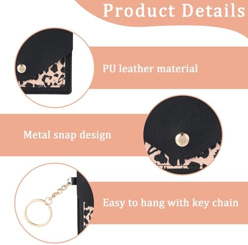 1 Pack Birth Control Pill Case Sleeve Packet 4.3 X 3 Inch PU Leather Wallet Pill Holder Privacy Protection Birth Control Pill Wallet with Key Ring for Pill Card Organizer, Black