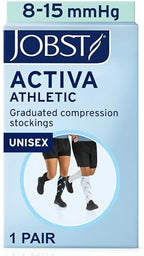 JOBST ACTIVA Athletic 8-15 mmHg Compression Socks for Travel and Sports, Designed for Women and Men, Knee High, Closed Toe, White, Large
