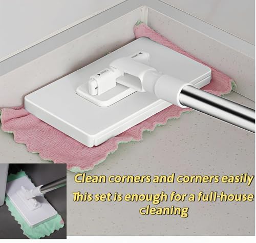 Convenient Cloth Changing Mini Mop with Clean Glove*1 and Reusable Cleaning Cloths*5,Clever and Portable No Wash Mops with One-Click Cloth Change Zero Touch Mop for Small Spaces,Corners