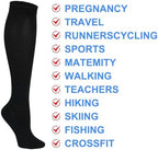 Double Couple 3 Pairs Compression Socks for Women Men 20-30mmhg Knee High Stocking for Sports Running Travel Nurses