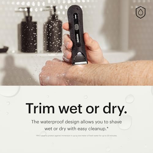 MANSCAPED® The Lawn Mower® 3.0 Plus Groin & Body Hair Trimmer – Updated SkinSafe® Trimmer Blade, Waterproof Wet/Dry Groomer, USB-C Rechargeable, Men’s Wireless Ball Shaver, Tuxedo Black