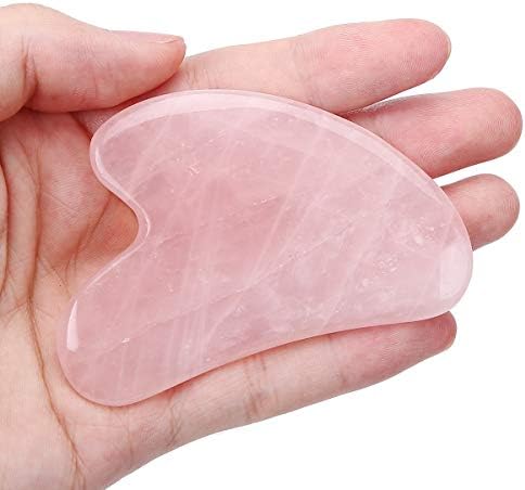 Gua Sha Crystal Jade Stone Board for Skincare, Scraping Face Back Massage Relax Therapy Trigger Point Treatment (Rose Quartz)