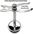 Parker Safety Razor, The Adjust-O-Stand, Adjustable Safety Razor & Shave Brush Stand, Simple to Customize to fit Any Size Shave Brush - PATENT PENDING