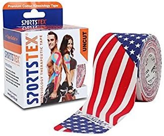 Sports Tex "Kinesiology Tape", 5cm X 5M, US Flag, Single Roll " Made in Korea" (Also Available in Black, Beige, Purple, Pink, Blue, & Camo)