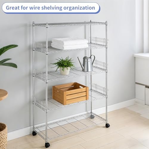 MOLIGOU 2 Pcs Wire Shelf Ledge, 18" L x 5" H Wire Shelving Side Ledge Rail for Wire Shelve Organization