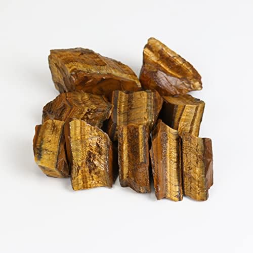 Raw Tiger Eye Stone, Crystals and Healing Stones, Bulk Crystals, Rocks for Tumbling, Raw Crystals Bulk, Amathesis Crystal, Calcite Crystal for Decoration, Wicca, Reiki, Chakra and Energy(1LB)