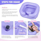 Inflatable Shampoo Basin - Portable Shampoo Bowl, Hair Washing Basin for Bedridden, Disabled,Injured, Hair Wash Tub for Dreadlocks and at Home Sink Washing (Light purple)