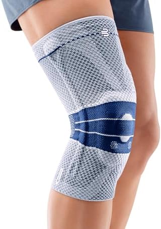 Bauerfeind - GenuTrain A3 - Arthritis Knee Support - Breathable Knit Knee Brace Helps Relieve Chronic Knee Pain and Irritation, Designed for Active People, Helps Stabilize Kneecap -Titanium, Left, Size 7