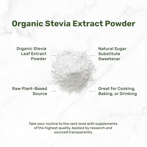 Organic Stevia Extract Powder, 12oz – Natural Sweetener & Sugar Substitute – Pure Stevia Leaf – Great for Cooking, Baking, or Drinks – No Erythritol or Additives – Non-GMO, Sugar Free, Zero Calorie