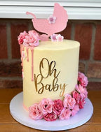 Oh Baby Cake Topper - Gold Acrylic Baby Shower Party Decorations For Gender Reveal Party/Boy or Girl Party Decoration Baby Booth Props Party Photo