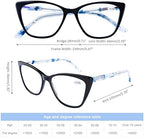DOOViC Computer Reading Glasses Blue Light Blocking Acetate Frame Fashion Cat Eye Spring Hinge Readers for Women 1.25