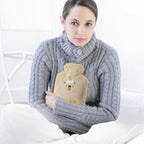 Cute Hot Water Bottles, 1L (34oz) Durable Large Hot Water Bag with Cartoon Faux Fur Plush Cover for Hot and Cold Compress Hand Feet Warmer Hand Warmer for Neck and Shoulder