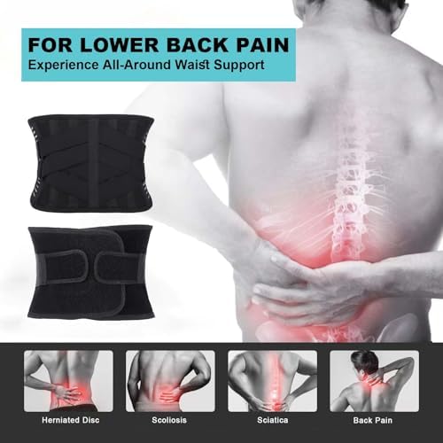Back Brace for Lower Back Pain Relief, Anti-skid Lumbar Support Belt With Mesh for Women Men, Adjustable Lumbar Support Brace for Sciatica, Scoliosis, Body Shape Waist Trainer for Heavy Lifting, Gym, Workouts (XL)