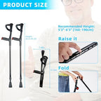 Portable Forearm Crutches, Lightweight Crutches, Folding Crutches Walking, Crutches for Adults, Temporary Support,Rehabilitant, Aluminum,10-Level Adjustable Height,1 Pair,Fits 5'3"–6'3", FUSHIDE