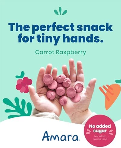 Amara Smoothie Melts - Carrot Raspberry - Baby Snacks Made With Fruits and Vegetables - Healthy Toddler Snacks For Your Kids Lunch Box - Organic Plant Based Yogurt Melts - 6 Resealable Bags