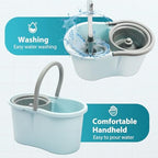 Spin Mop and Bucket with Wringer Set, Operable 360° Rotating Mop Bucket Set with 3 Microfiber Replacement Head, Stainless Steel Extended Handle for Floor Cleaning Home Office（Blue）