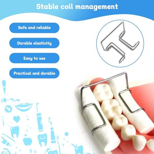 4-Pack 1MM Dental Cotton Roll Holder Clips, Autoclavable Stainless Steel Steady Grip for Dental Isolation Instruments Tools for Lab Dentist Clinics Supplies