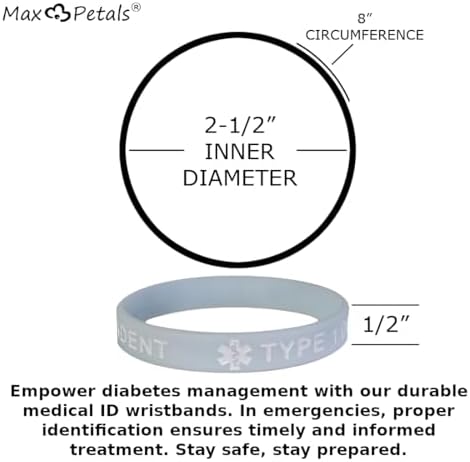 TYPE 1 DIABETIC INSULIN DEPENDENT Medical Alert ID Silicone Bracelet Wristbands Pastels 4 Pack