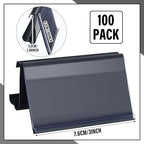 Kathfly 100 Pcs Wire Shelf Label Holders Compatible with Metro 1-1/4in Shelves, Plastic Wire Rack Label Holder 3 l x 1.25 H Price Tag Shelf Clips On, Black