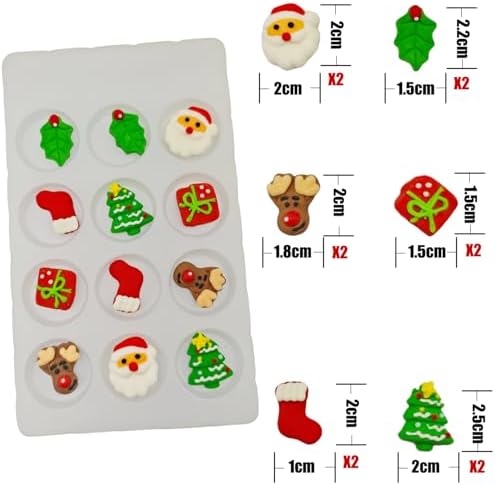 Edible Mixed Christmas Themed Sugar Santa Claus cake decorations, Christmas Tree cupcake toppers,perfect Stocking Icing Cookies decro for Xmas Gingerbread House, Macaron and Cakecicles