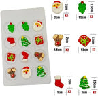 Edible Mixed Christmas Themed Sugar Santa Claus cake decorations, Christmas Tree cupcake toppers,perfect Stocking Icing Cookies decro for Xmas Gingerbread House, Macaron and Cakecicles