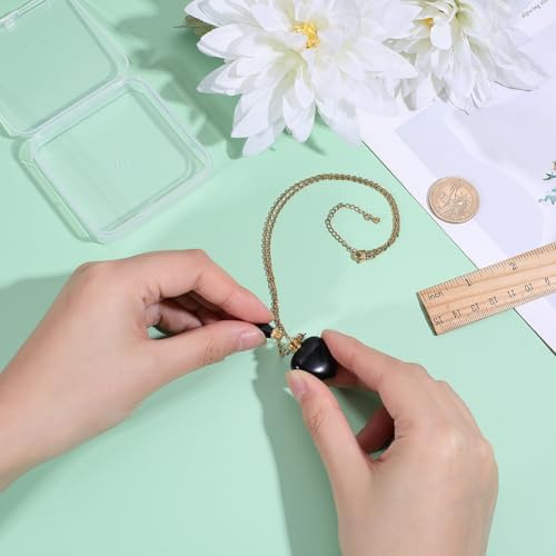 PH PandaHall Obsidian Perfume Bottle Pendant Necklaces Heart Stone Necklace Love Shape Essential Oil Diffuser Vial with Golden Chain Black Natural Genstone Charm Women Jewelry