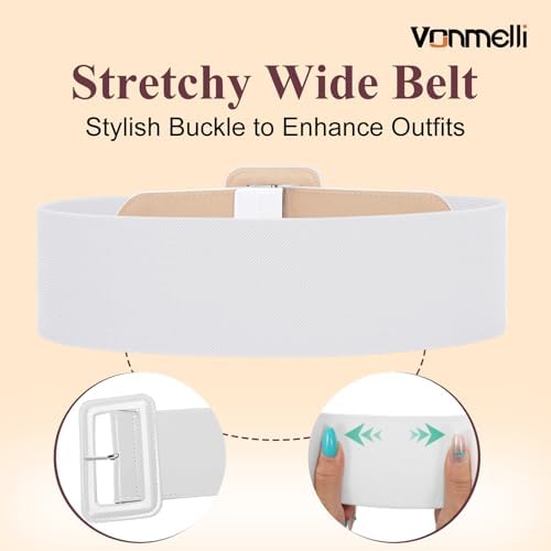 VONMELLI Stretchy Wide Women Belts Elastic Vintage Belts for Women Fashion Ladies Waist Belt for Dress