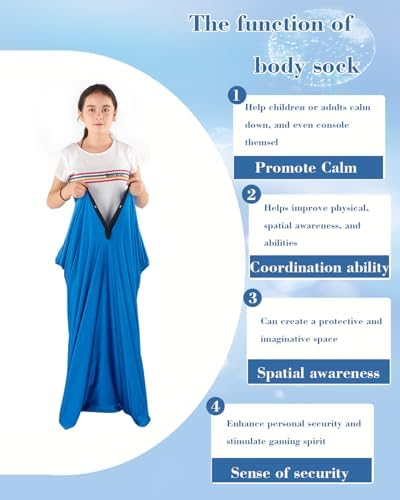 TOPARCHERY Sensory Sox Body Socks - Full-Body Wrap to Relieve Stress for Individuals with Autism - Deep Pressure Simulation Body(Large 56"x27",Blue)