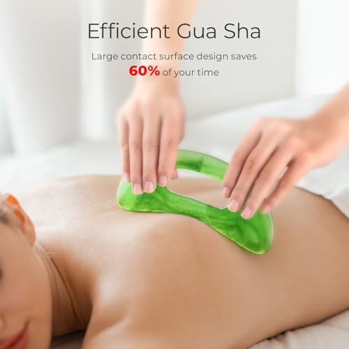 Scienlodic Body Gua Sha Massage Tool with Handle, Larger Guasha Tool for Back Neck Face Leg Massage, Lymphatic Drainage, Cellulite Remove