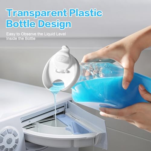 Laundry Detergent Dispenser Bottle 54oz with Waterproof Label for Laundry Detergent Soap Fabric Softener Scent Booster Beads, Sturdy PET Plastic Bottle, 2 Pack White