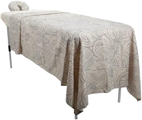 ForPro Premium Designer Microfiber 3-Piece Massage Sheet Set, Island Tranquility, Stain and Wrinkle-Resistant, Includes Massage Flat Sheet, Fitted Sheet and Face Rest Cover, Natural, 36" x 77" x 7"