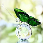 Crystal Butterfly Glass Craft, Natural Stones Animal Figurine,Home Desktop Decor Ornament, Wedding Souvenir Gifts1PCS (Green)